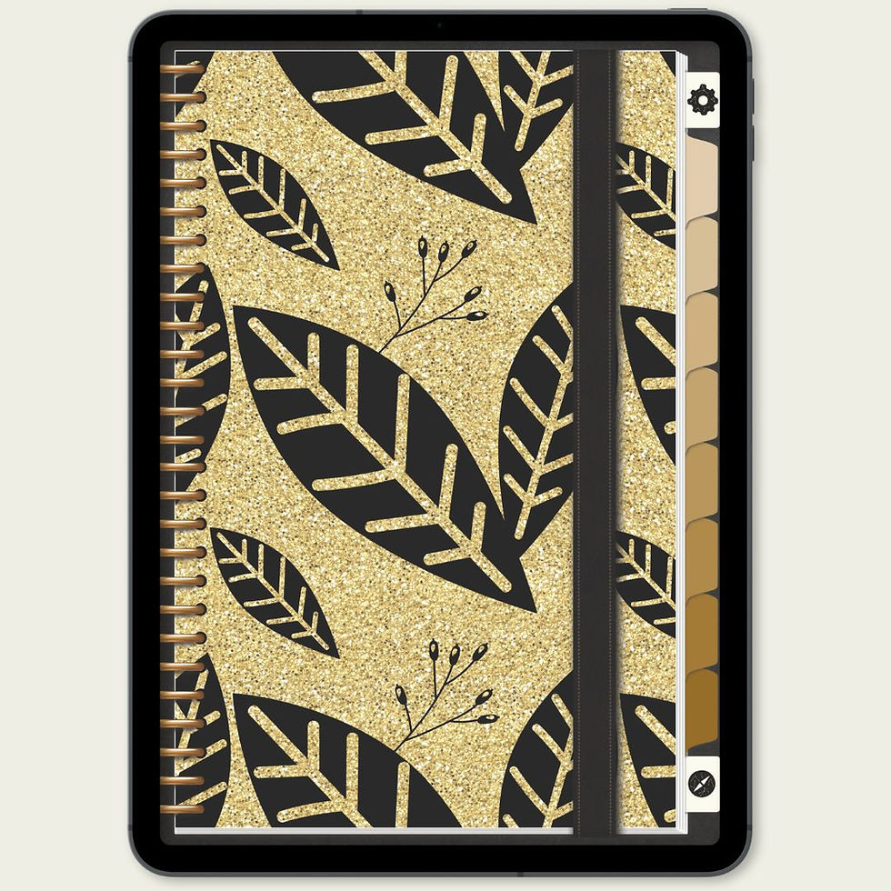 Caderno Digital Black And Gold - 8 Abas - 6 Templates - capa