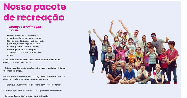 Pacote de recreação infantil