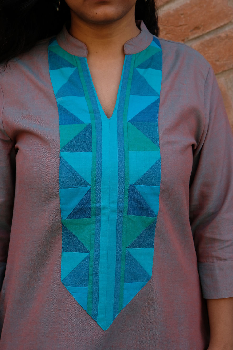 Thumbnail: Orange Turquise Patchwork Tunic