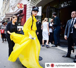 Jessica Minh Anh entering Viktor&Rolf couture show on New York Times