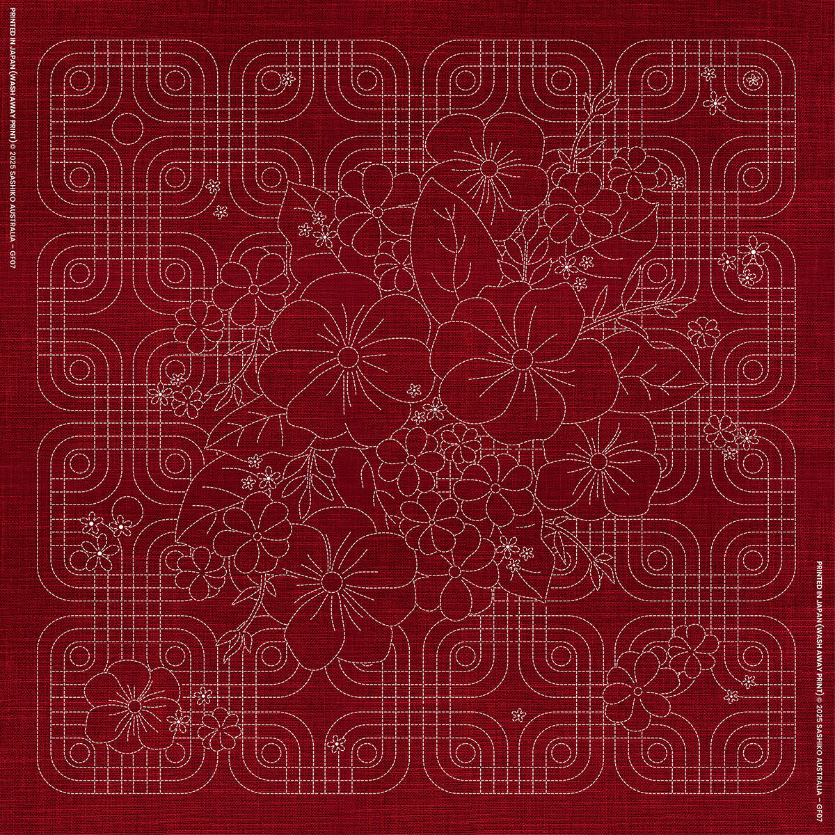 Geo sashiko panel red
