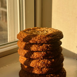 a stack of Chewy gluten-free gingersnap cookies rolled in sugar
