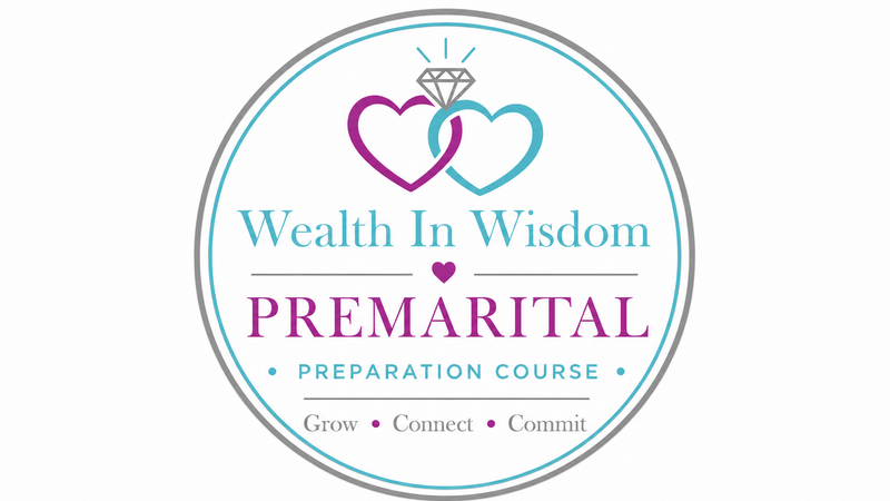 A Wealth In Wisdom logo with two hearts and ring