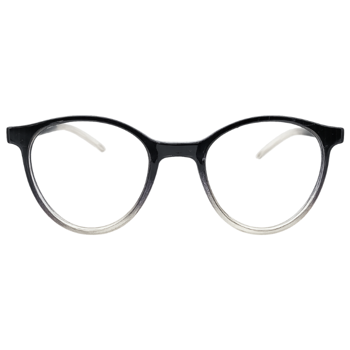 Black crystal gradient round eyeglasses front view for women