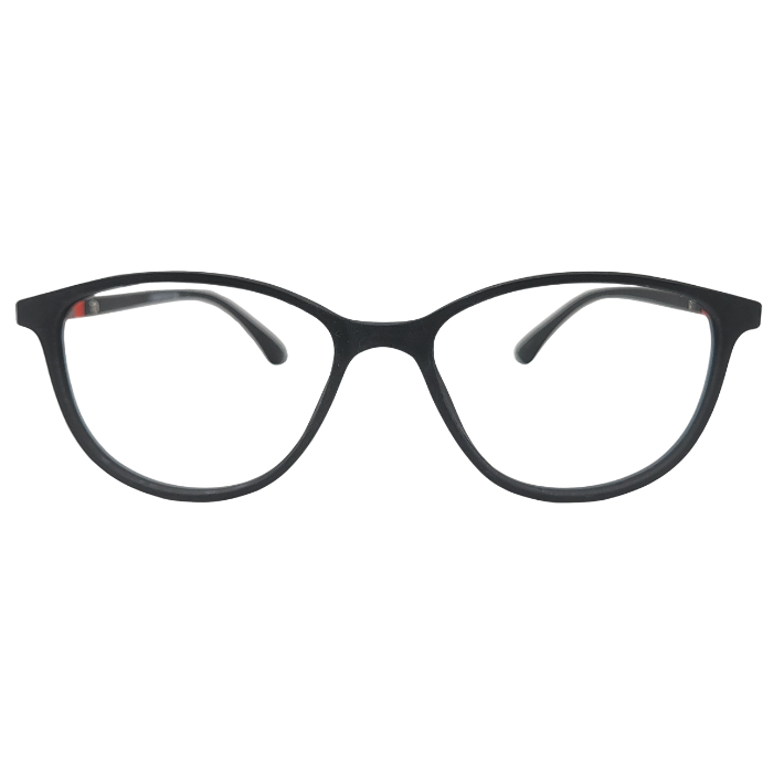 Matte black round eyeglasses front view