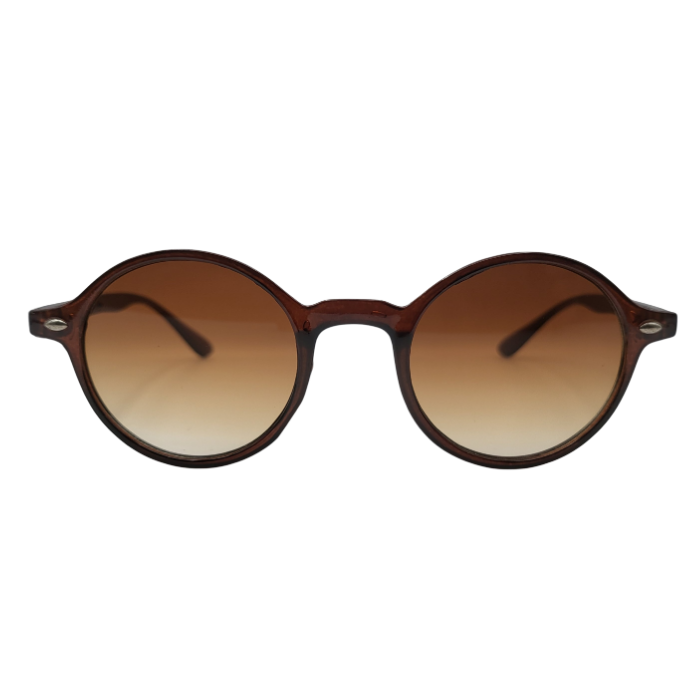 Brown round sunglasses with gradient lenses front view