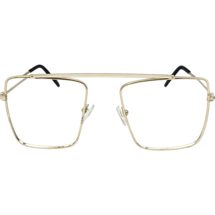 Gold double bridge square eyeglasses front view