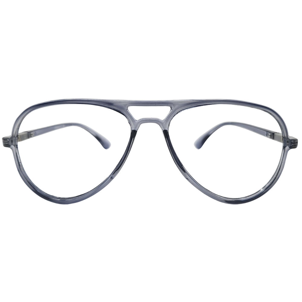 Transparent grey aviator eyeglasses front view