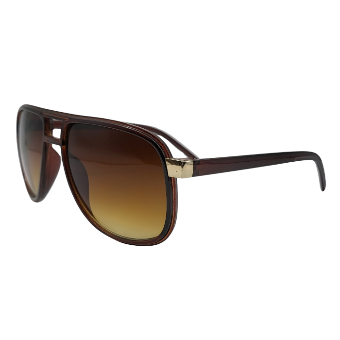 Brown aviator sunglasses with gradient lenses side view
