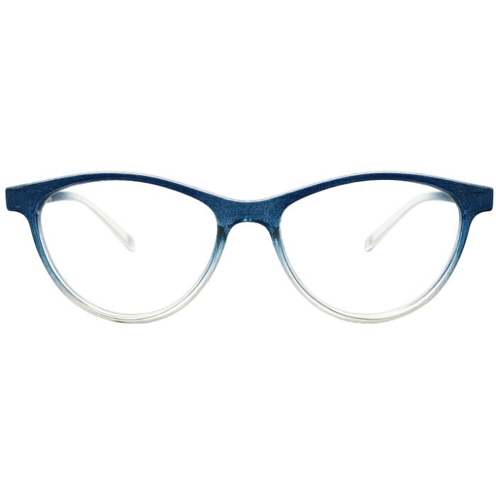 Sky blue gradient cat eye eyeglasses front view for women