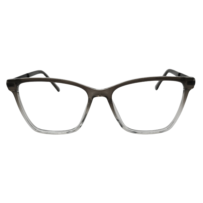 Grey transparent square eyeglasses frame front view