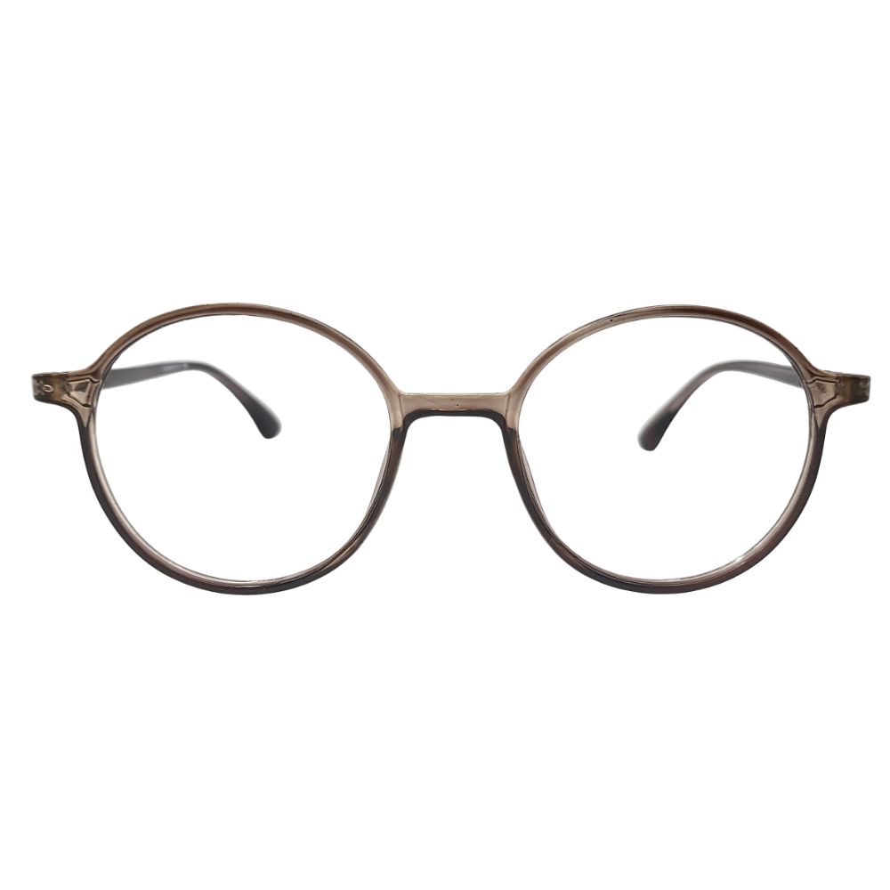 Classic brown round eyeglasses front view