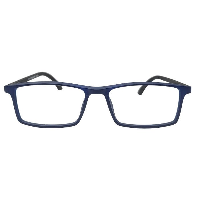 Matte blue rectangle eyeglasses front view