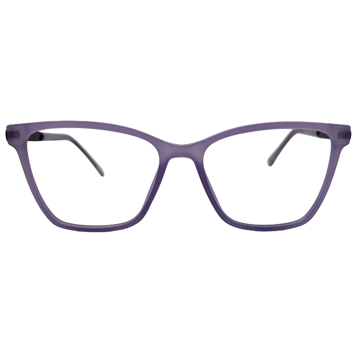 Matte lavender cat eye eyeglasses front view