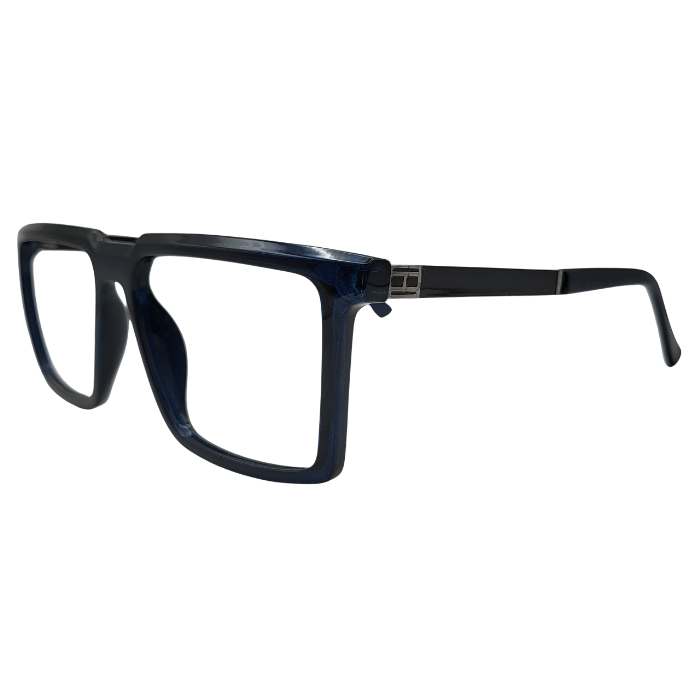 Midnight blue oversized square eyeglasses side view