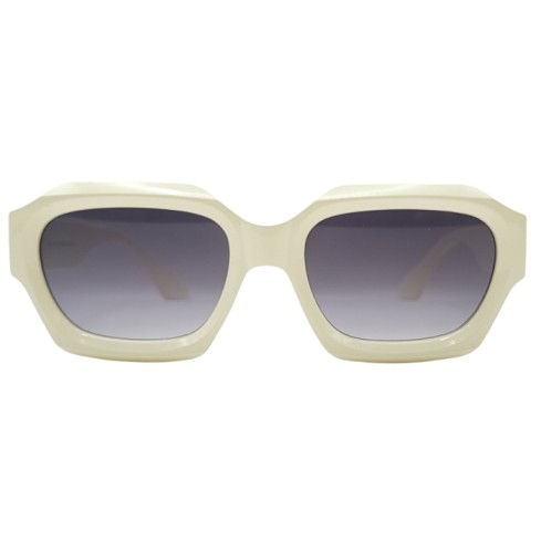 Cream oversized square sunglasses with thick frame and grey gradient lenses