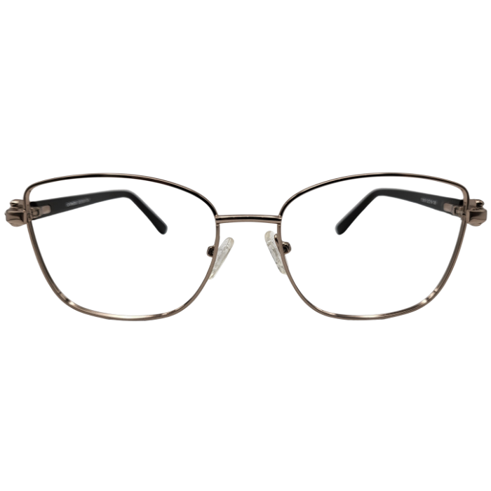 Dark brown geometric metal eyeglasses front view