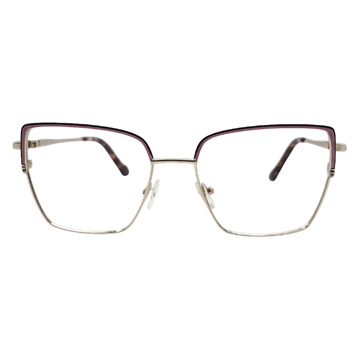 Pink cat eye metal eyeglasses front view