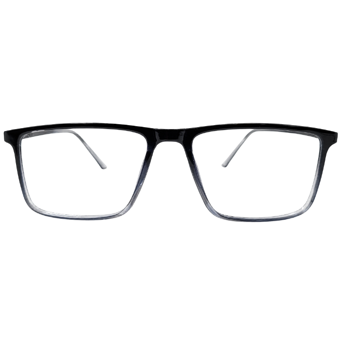 Black smoke rectangular eyeglasses front view