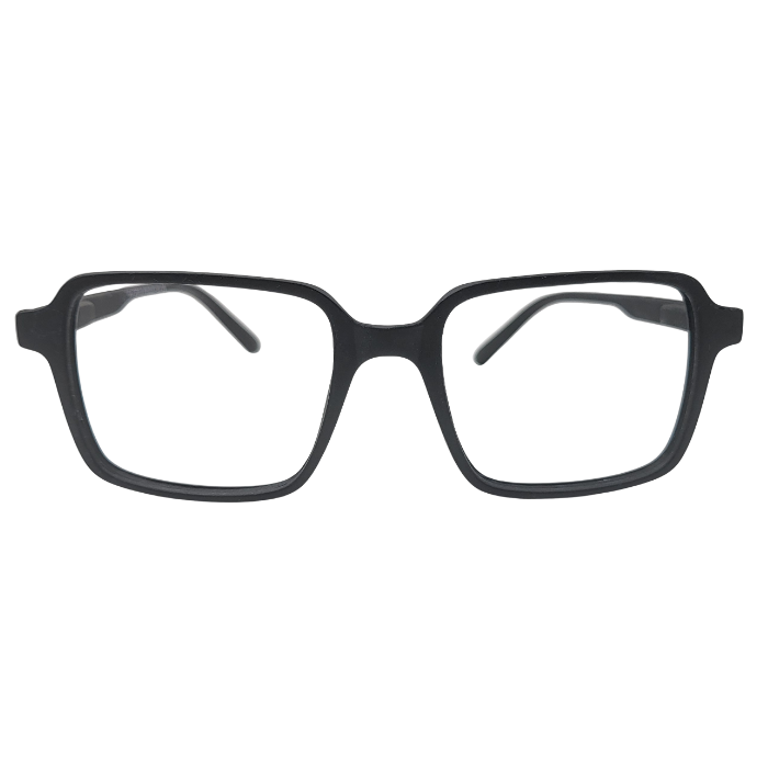 Black square eyeglasses front view with matte finish