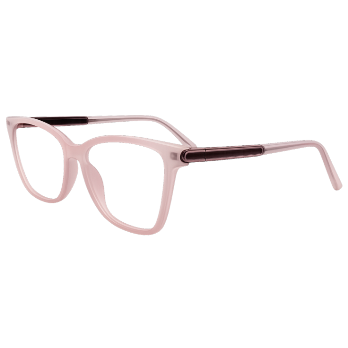 Soft blush pink cat eye eyeglasses side view