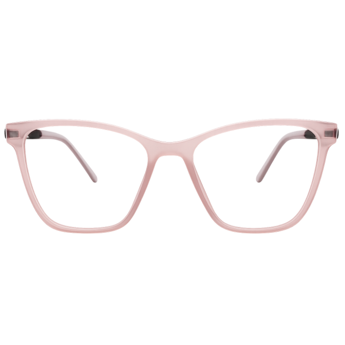Soft blush pink cat eye eyeglasses front view