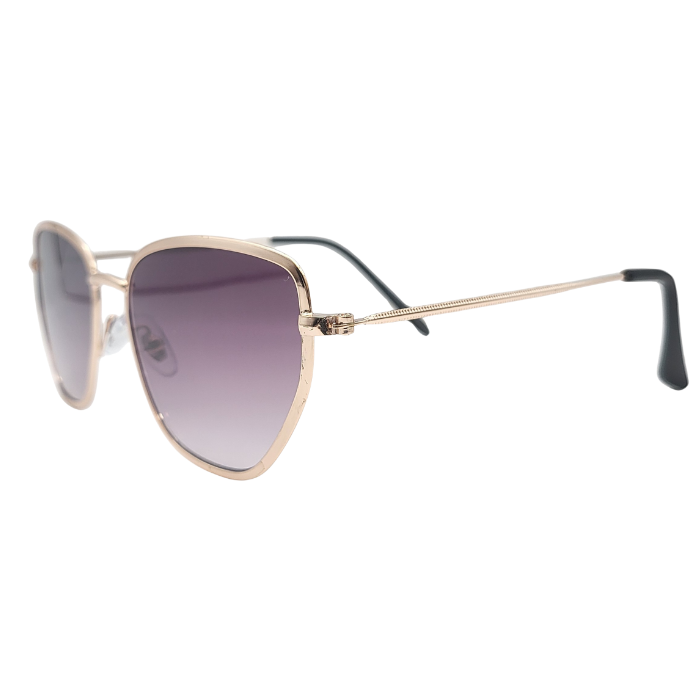 Side angle view of gold aviator sunglasses