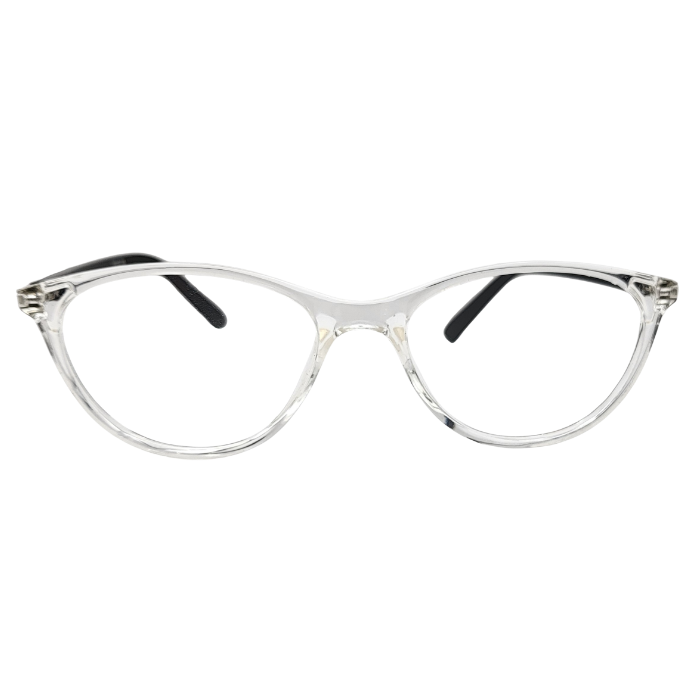 Transparent cat-eye eyeglasses front view