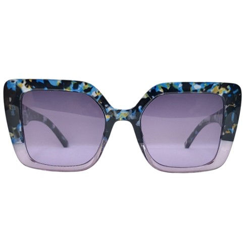 Blue marble oversized square sunglasses with purple gradient lenses