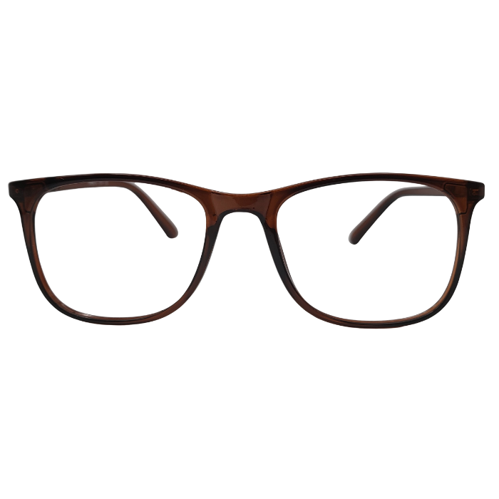Transparent brown square eyeglasses front view