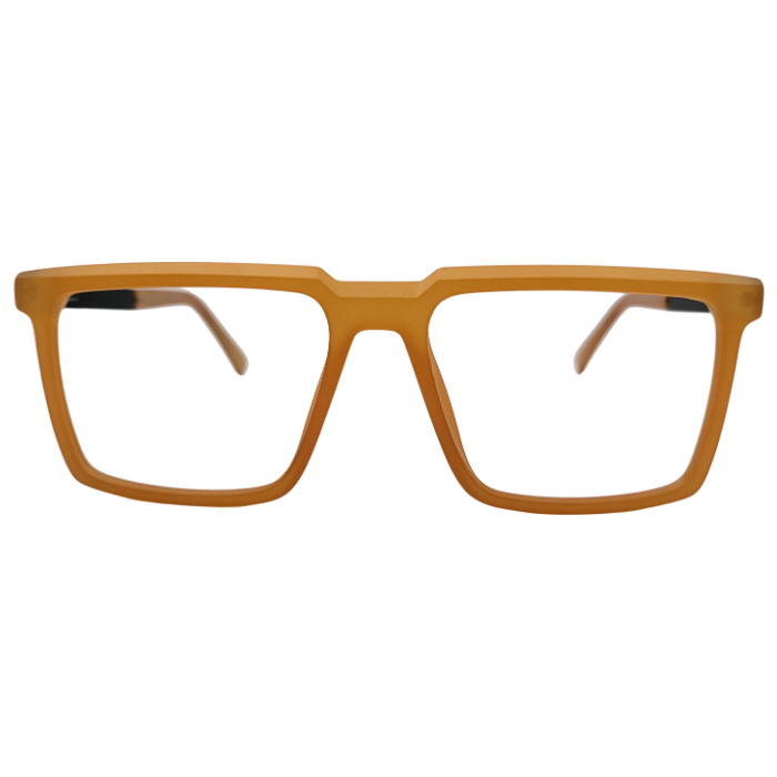 Matte mustard oversized square eyeglasses front view
