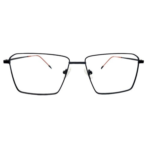 Black geometric metal eyeglasses frame front view