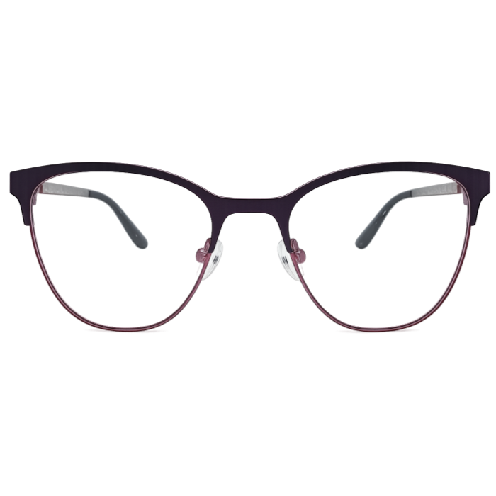 Front view of purple gradient cat eye eyeglasses