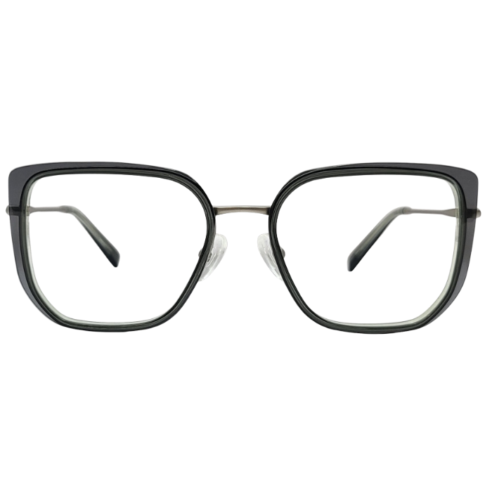 Black square metal eyeglasses front view