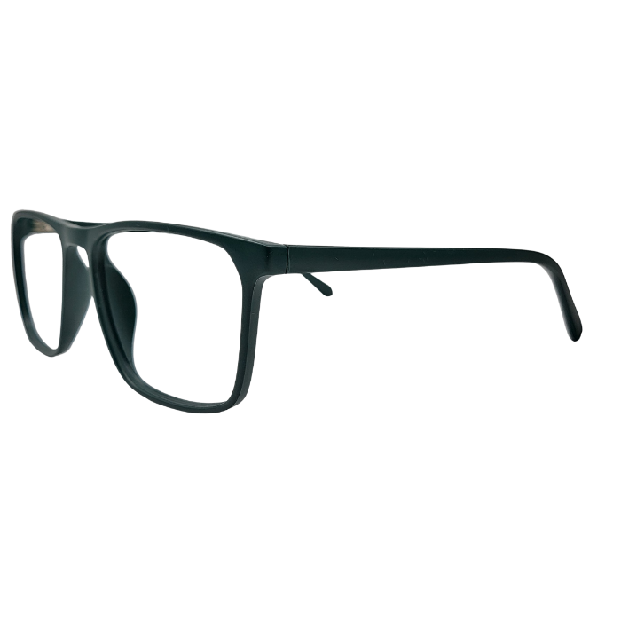 Dark green rectangle eyeglasses side view