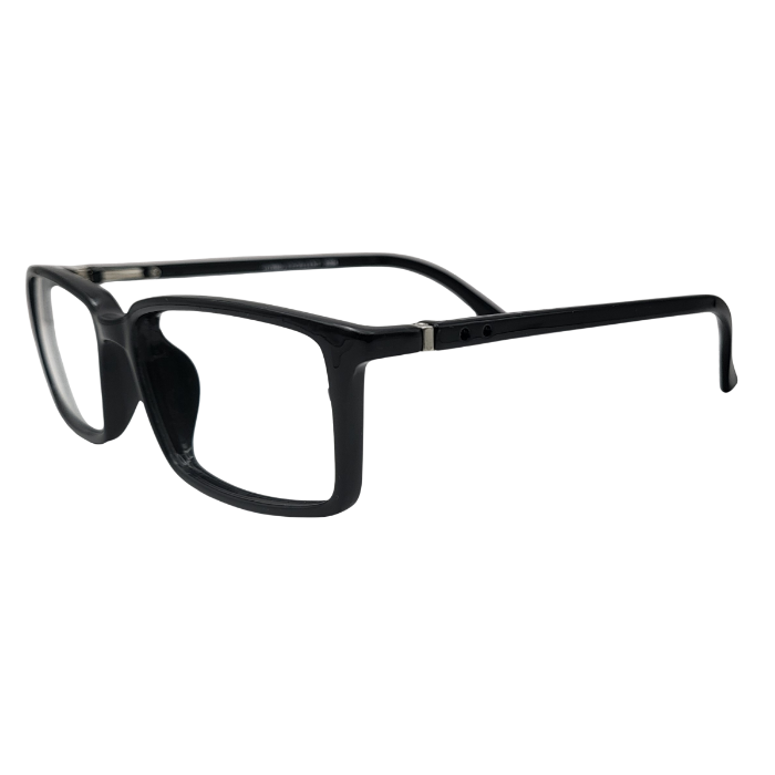 Black rectangle eyeglasses side view
