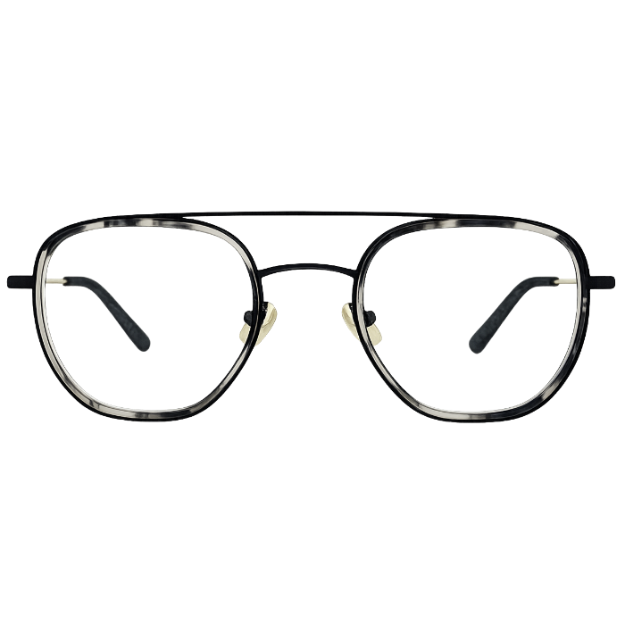 Classic double bridge square eyeglasses front view