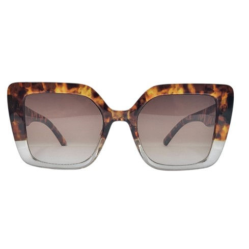 Tortoise oversized square sunglasses with brown gradient lenses