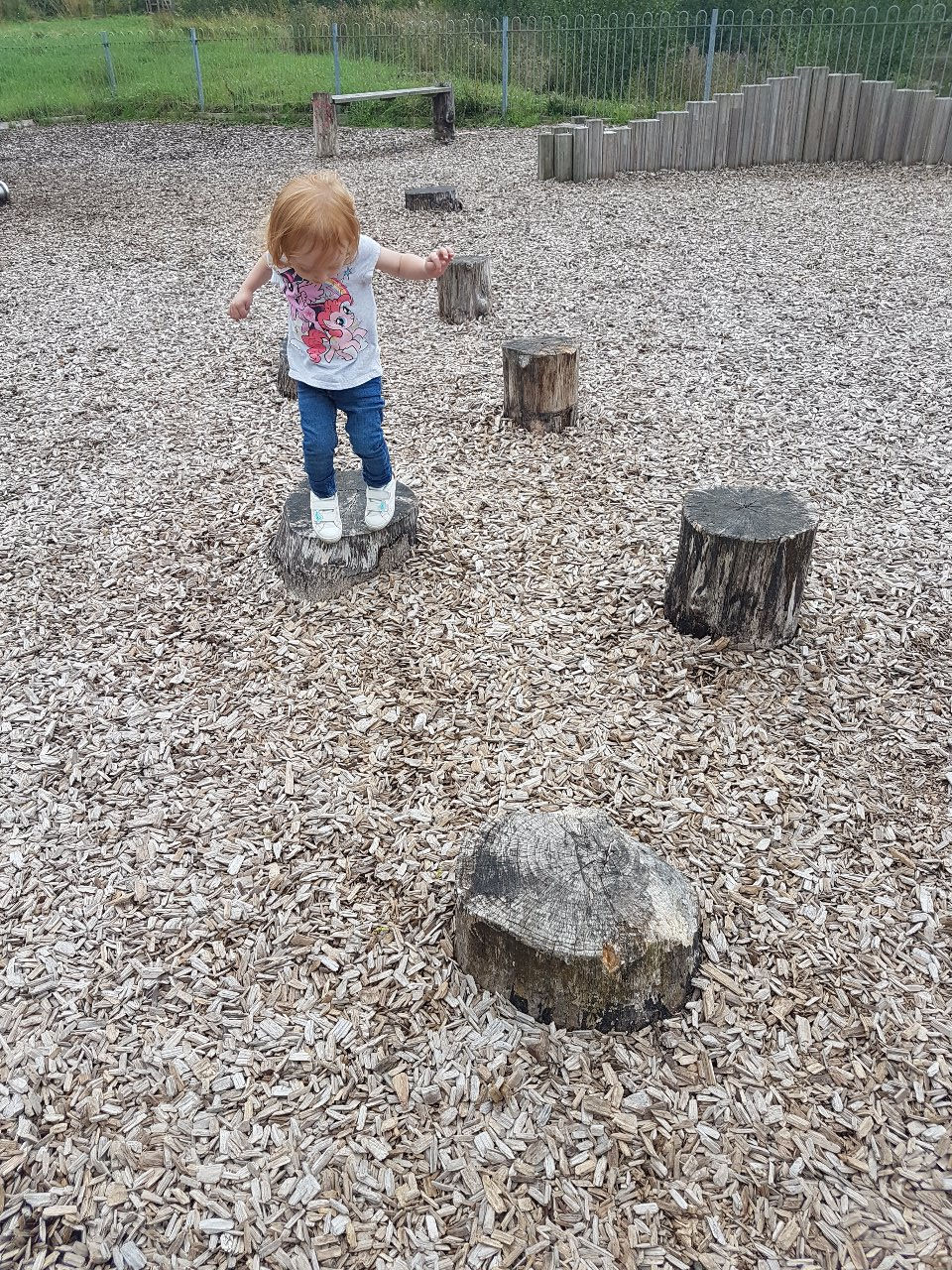 Aoife on the stepping stones