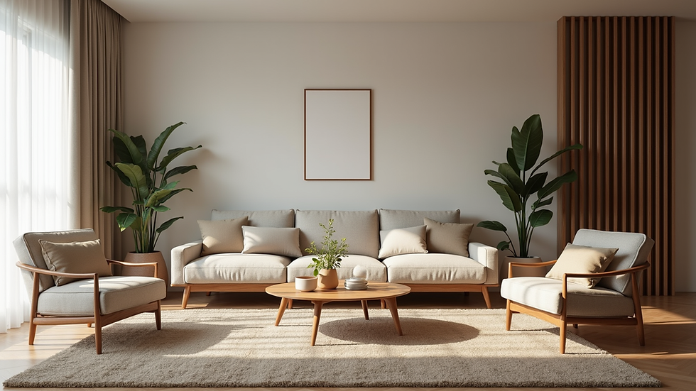 Eye-level view of a cozy living room with modern furniture