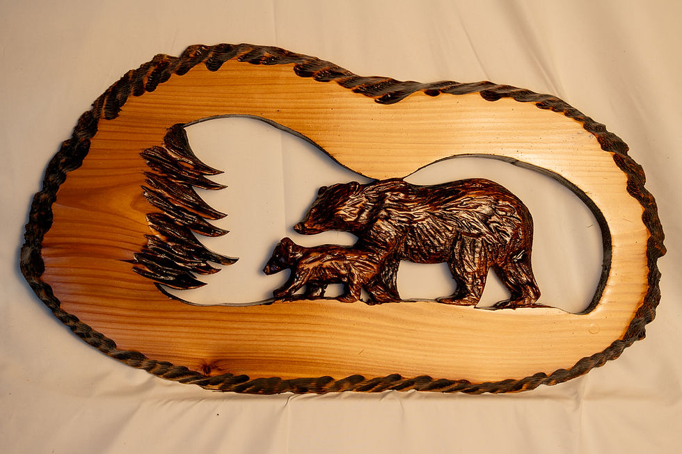 PNW mama bear carving is handcrafted with rugged detail and one-of-a-kind rustic character.