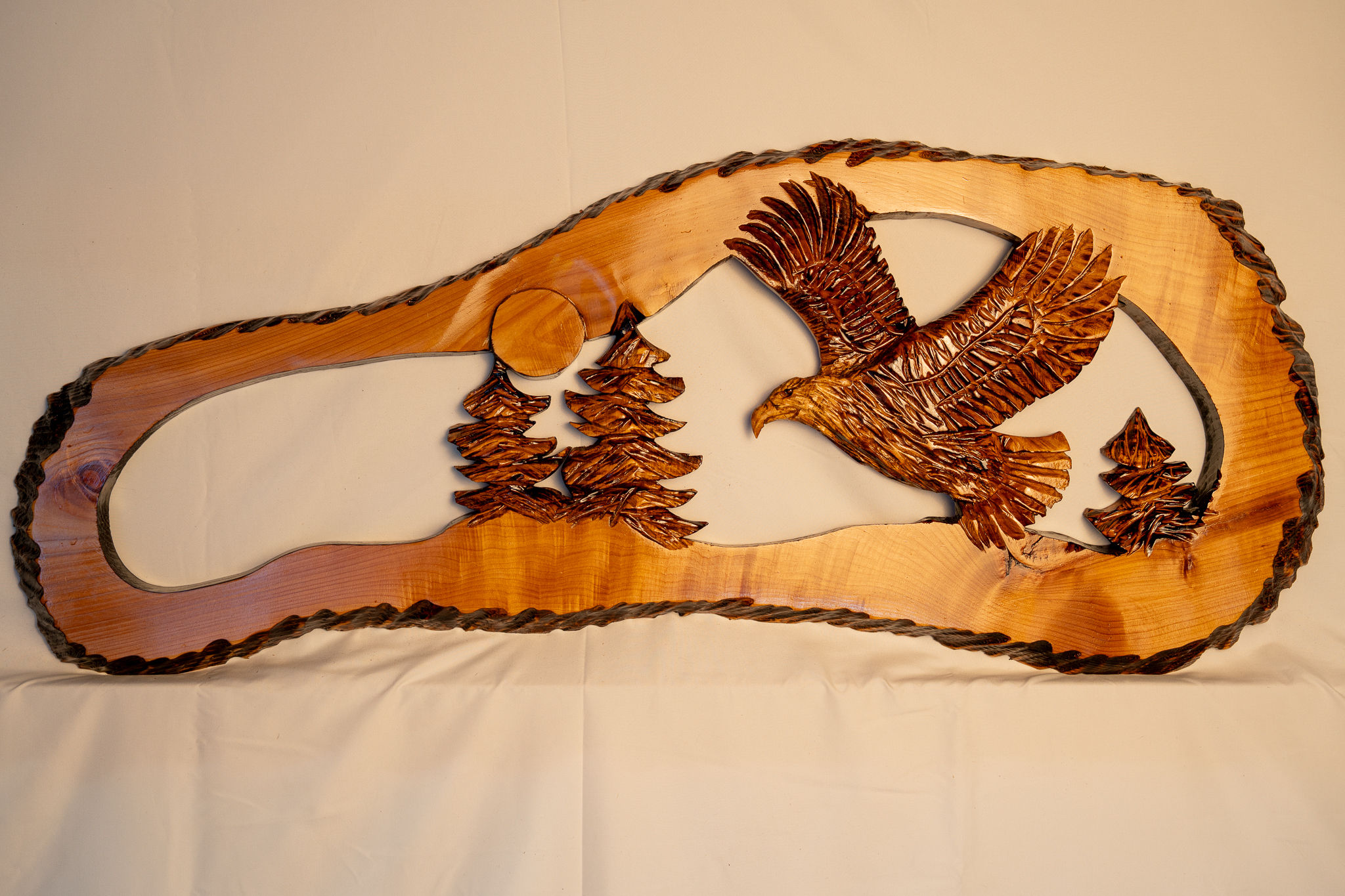 Inspired by bald eagles soaring above mountains and forests of the PNW, this carving captures freedom, strength, and beauty.