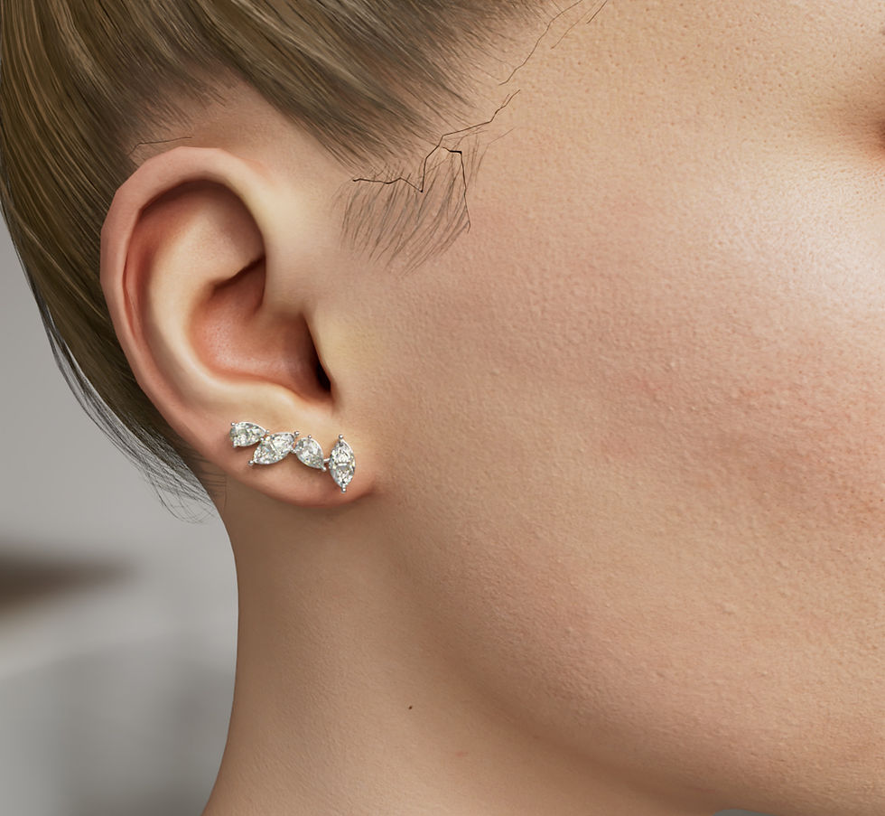 Marquise and Pear Diamond Stud Earring