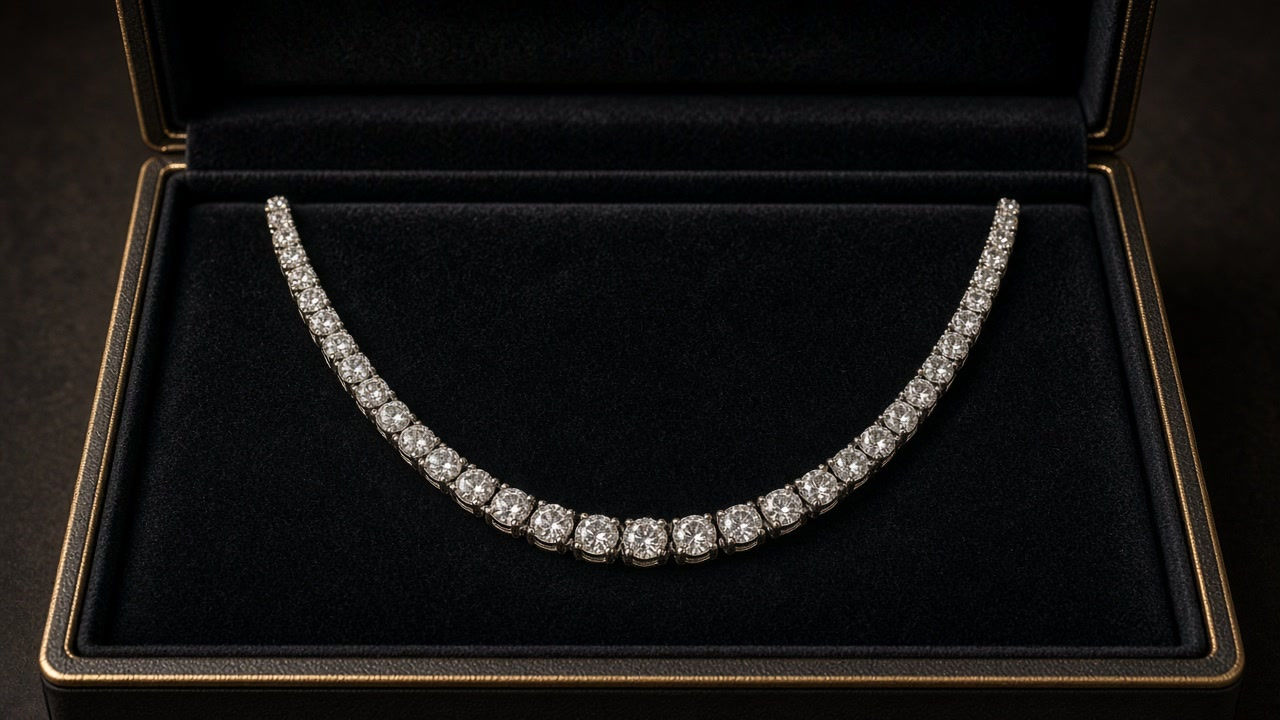 Three Prongs Tapered Diamond Tennis Necklace