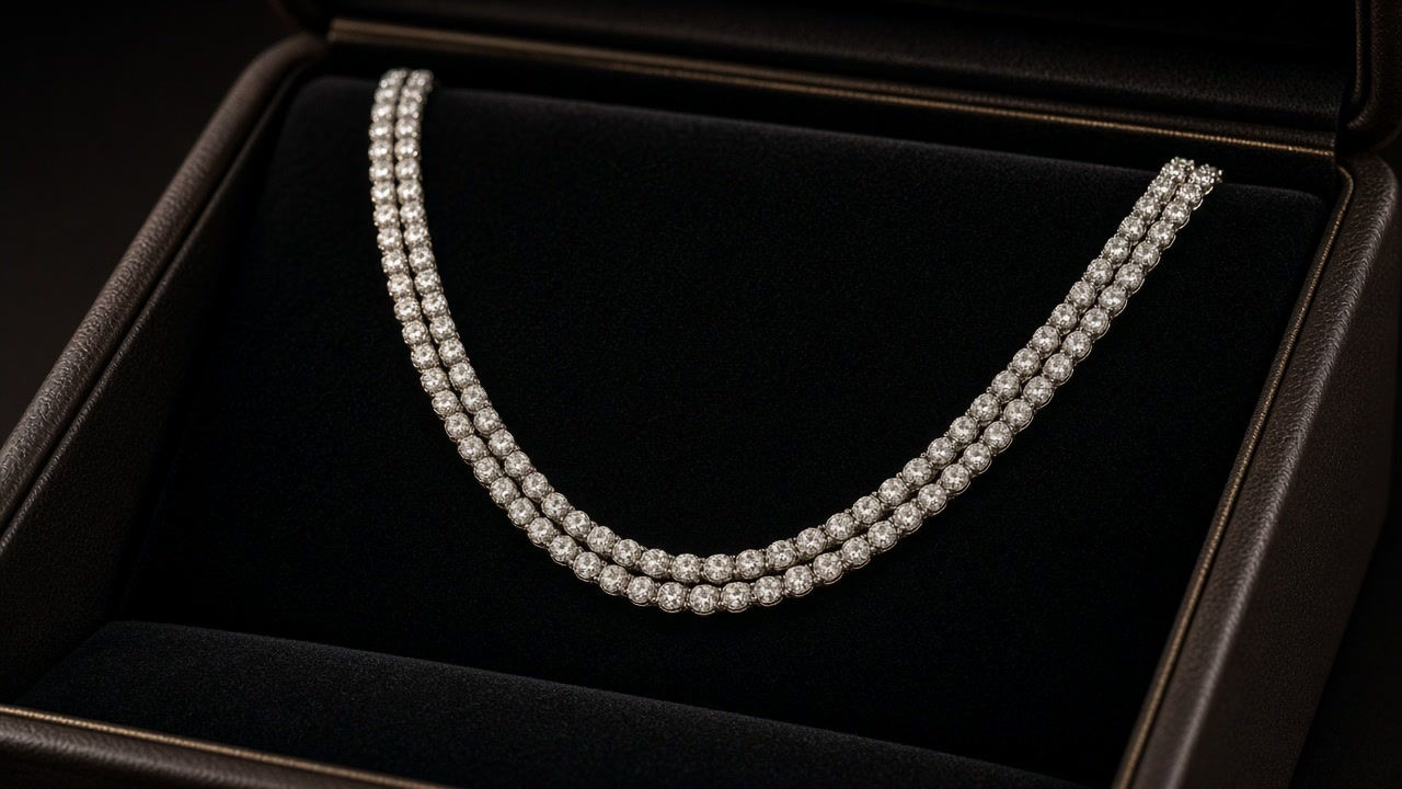 Double Row Chain Diamond Necklace