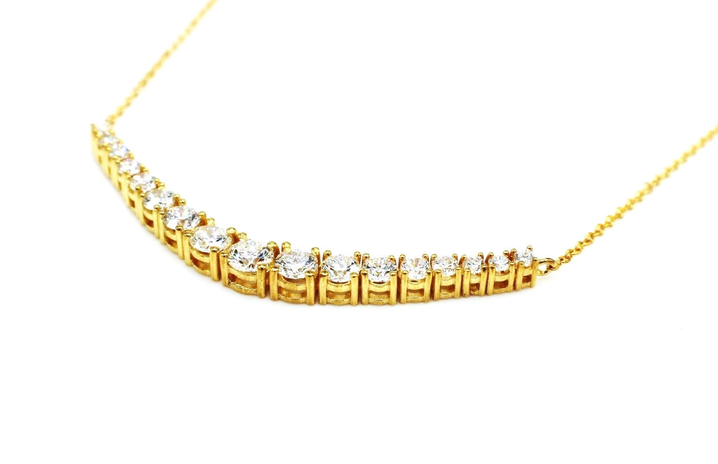 Curved Diamond Bar Necklace