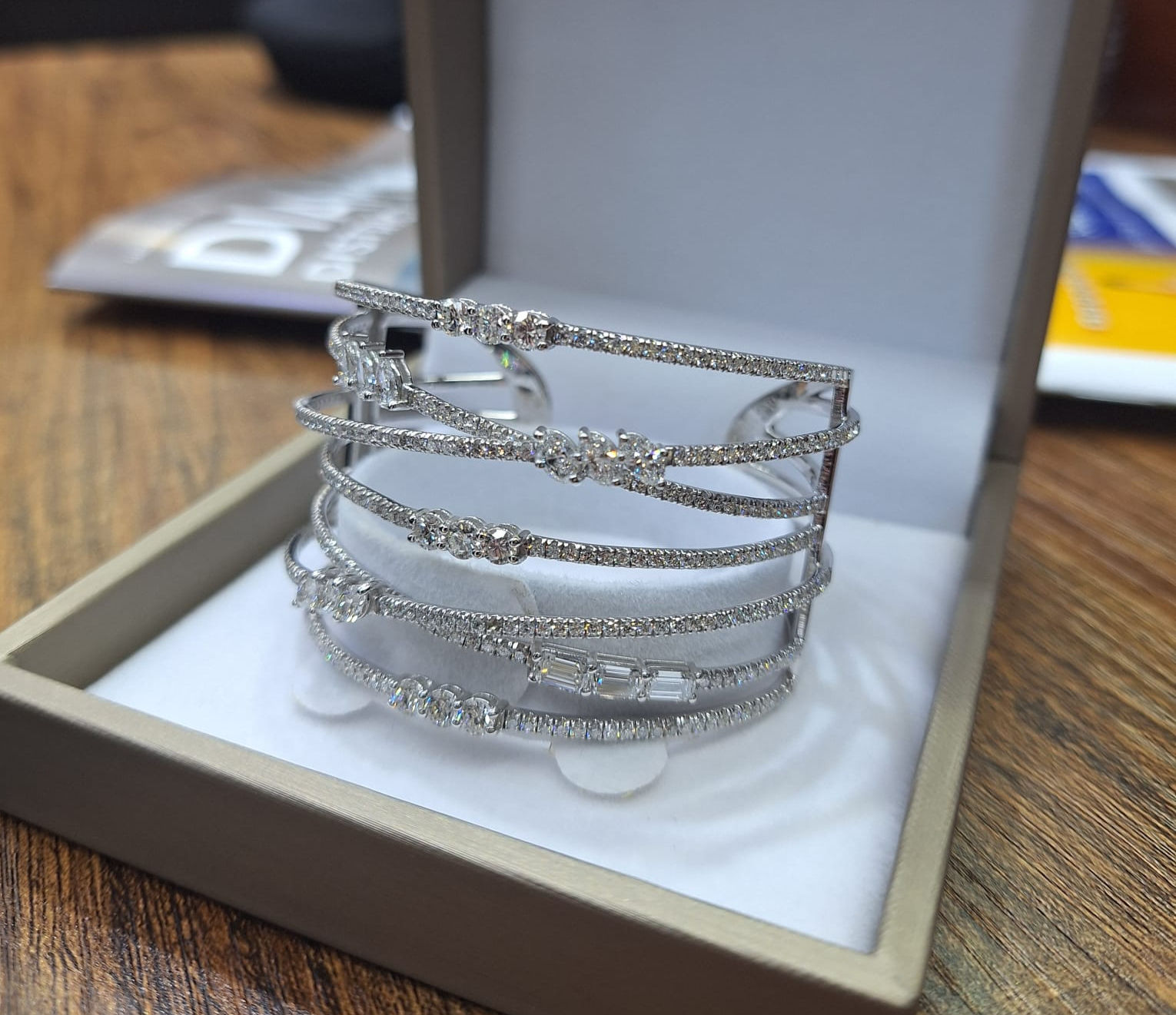 7 Rows Fancy Shapes Diamonds Cuff Bangle