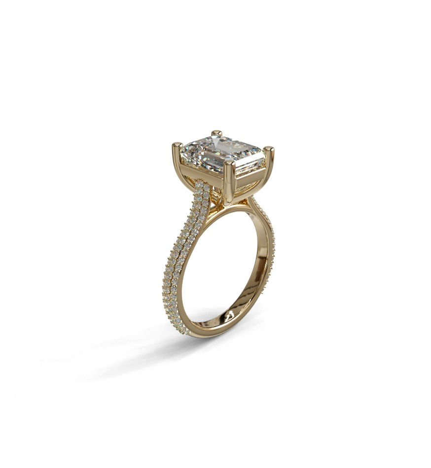 3.5ct Emerald Cathedral Engagement Ring