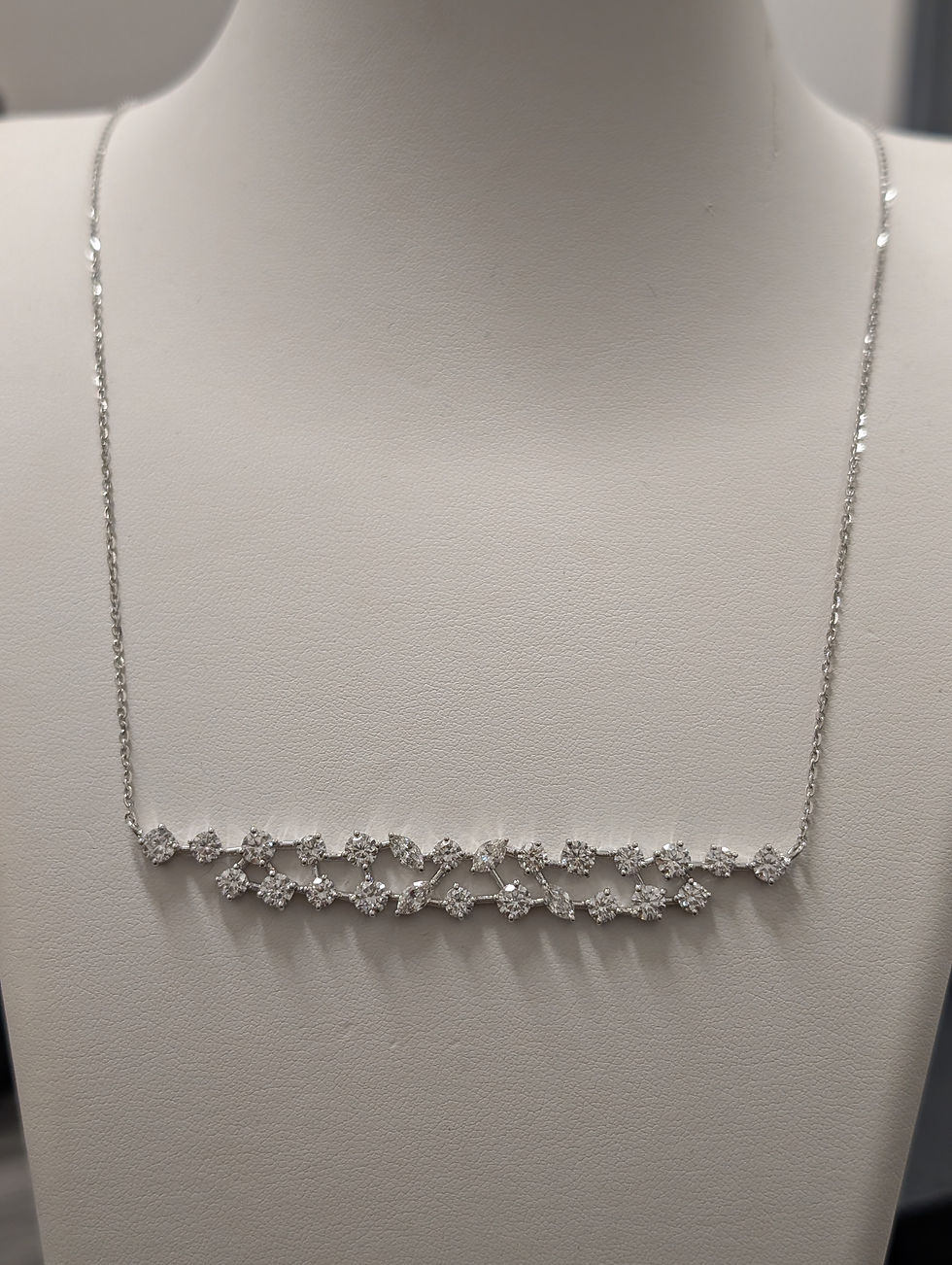 Double Row Diamond Bar Link Necklace