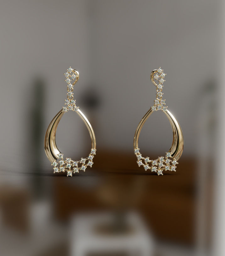 Celestial Cascade Hoops Diamond Dangle Earring